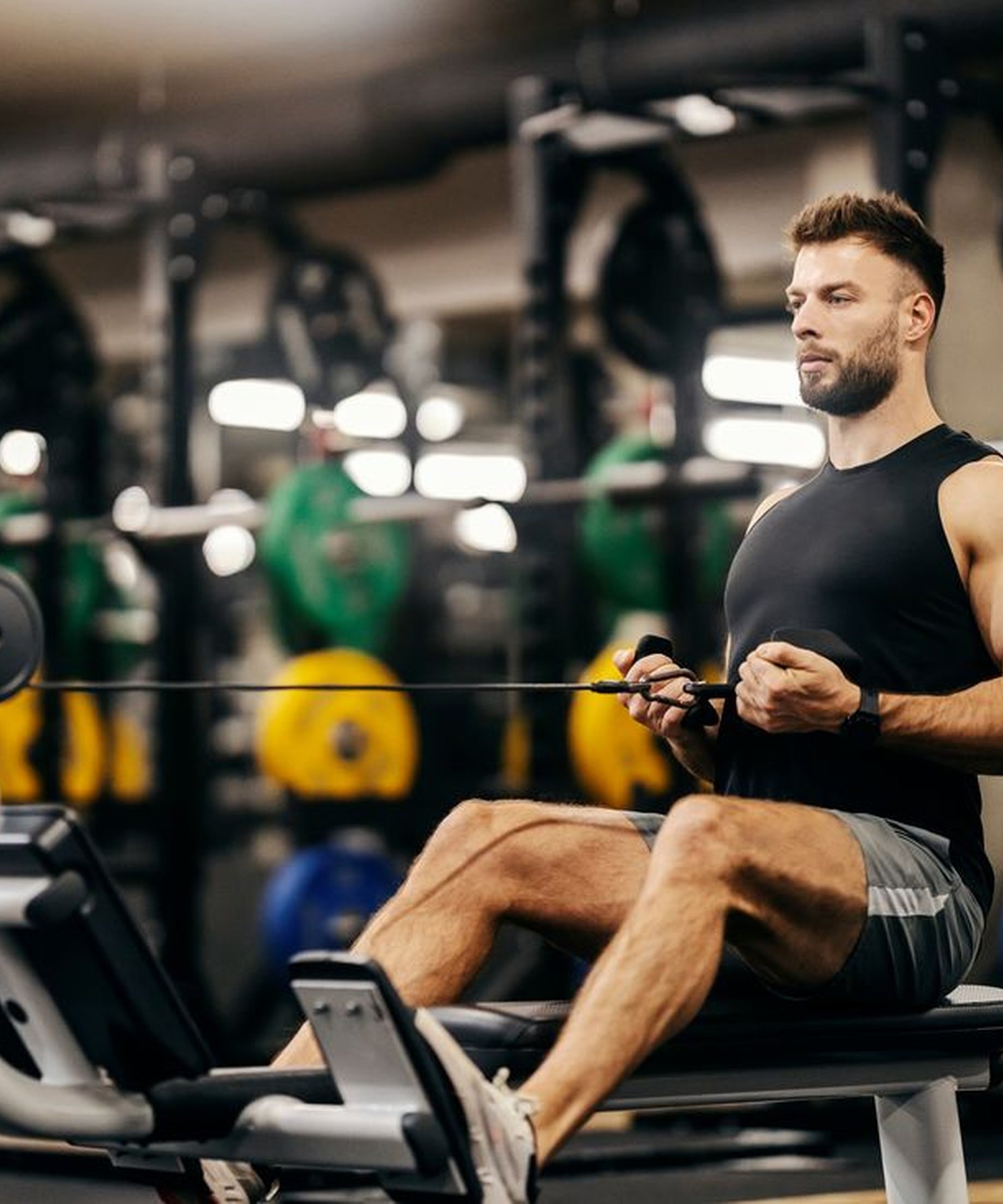 Athlete training on a cable machine